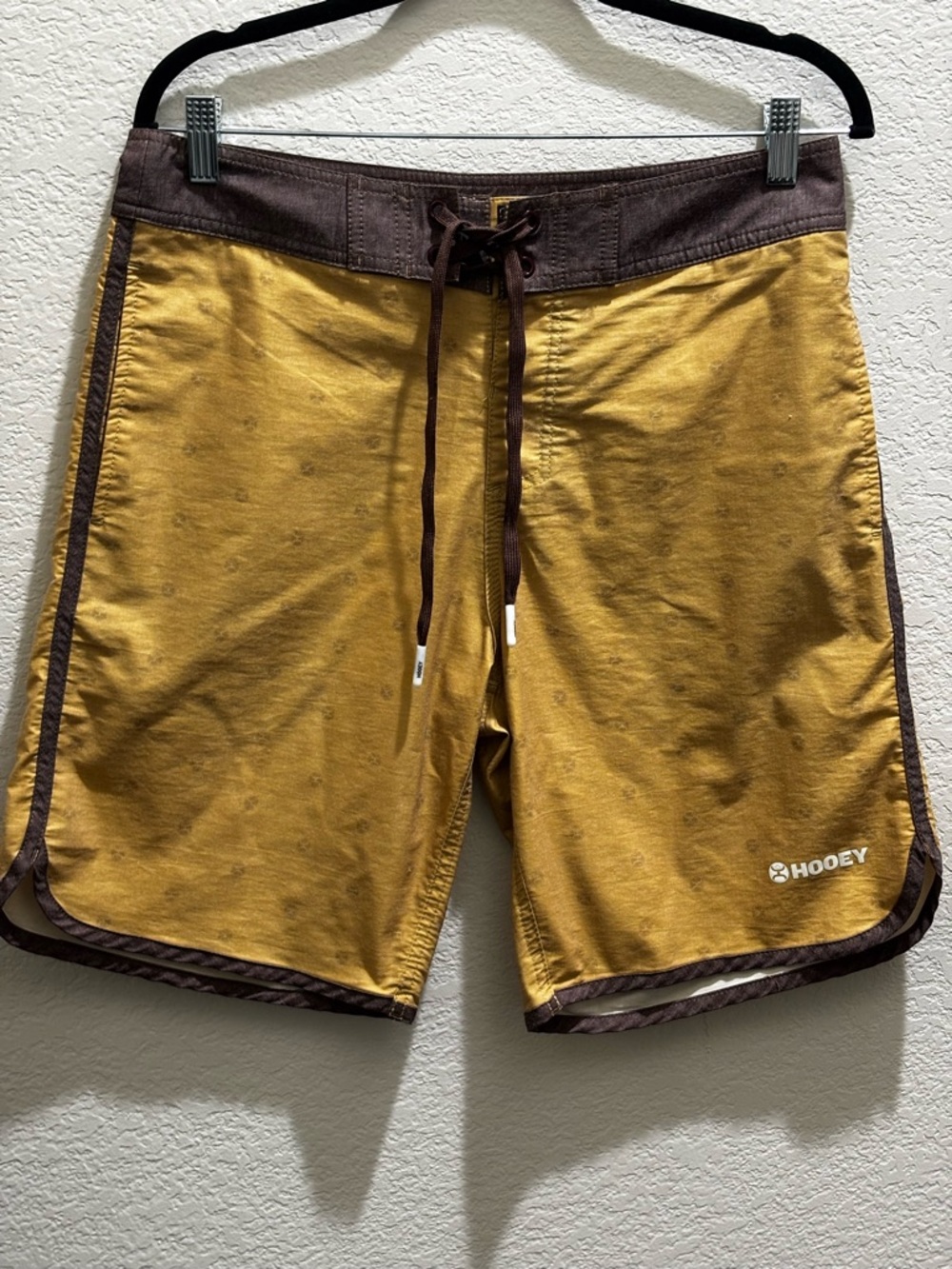 Hooey Men's Mustard Yellow and Brown Swim Board Shorts